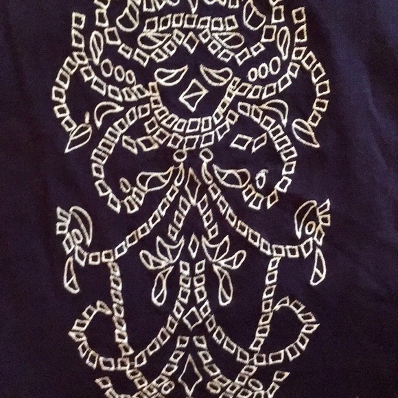 Ecote navy embroidered peasant top sz S - Picture 4 of 4